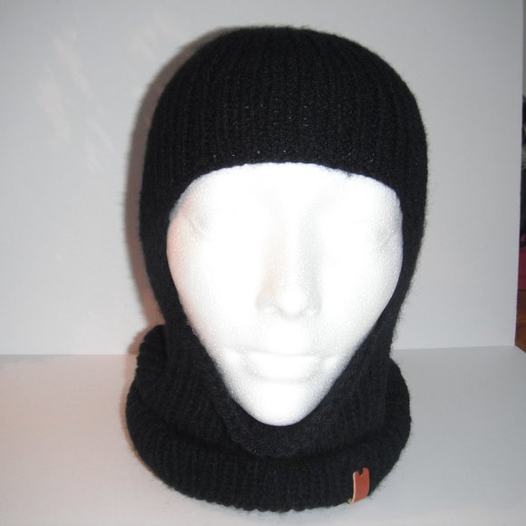 One Hole Balaclava Handmade Face Mask Black Warm Winter Hat Cap Knit One Size - Picture 5 of 8